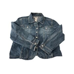 A.M.I Womens Denim Jean Jacket Dark Wash Size Large Vintage Y2K Early 2000s Fall